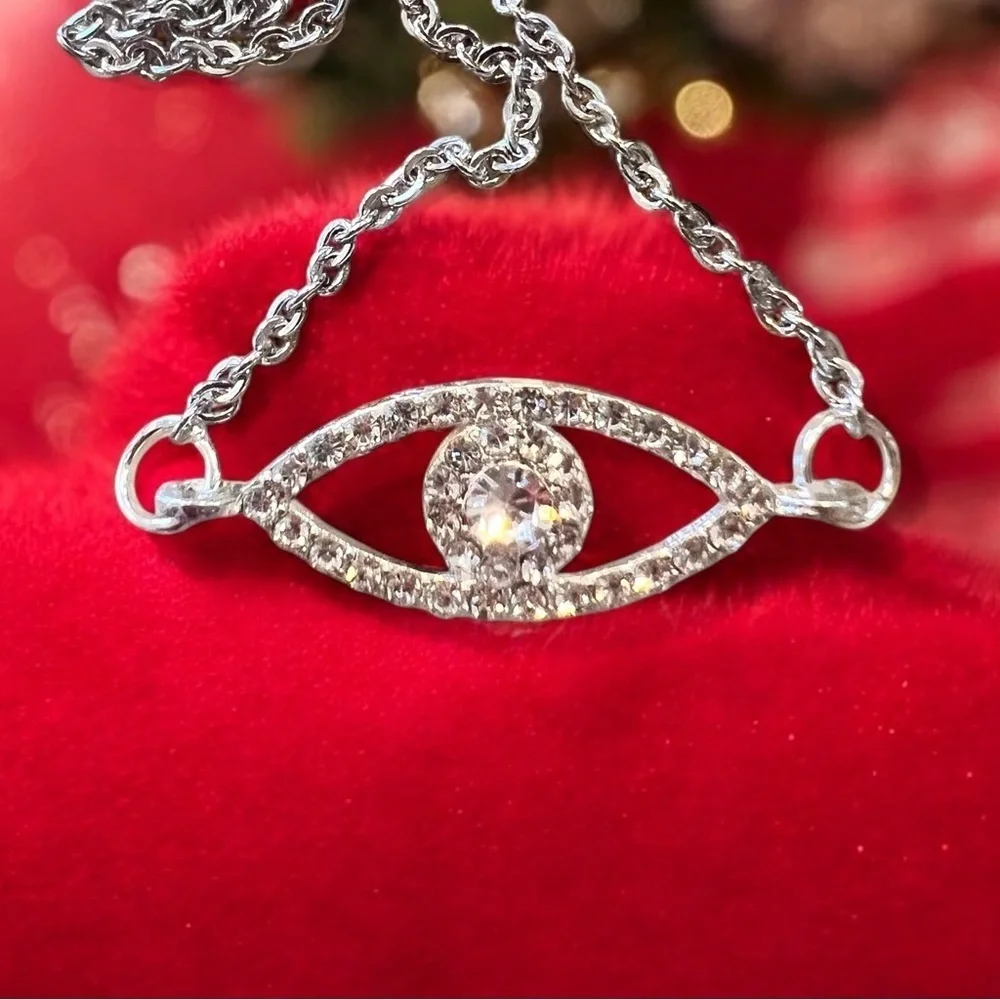Sparkling Evil Eye Necklace 17.5” Protects you or loved ones from harm